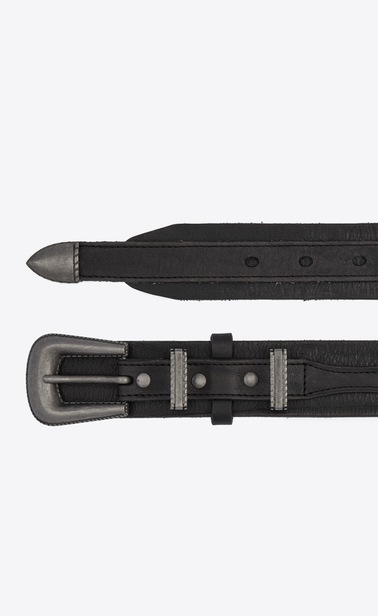 Folk belt in black vintage leather